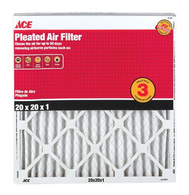 Precisionaire 81304.012020 Ace Pleated Furnace Air Filters 20x20x1, 3-Pack