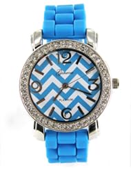 Geneva Ladies Chevron Silicone Fashion Watch -Blue