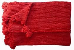 Handmade Alpaca Natural Fiber Throw - Cherry Red