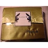 Playboy King Satin Bedding Gold W/Playboy Bunny Logo embroidery