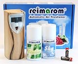 reimarom STARTER SET HOME mit Duftspender WOOD und 2 Aerosol Duftsprays sowie Batterien zur Beduftung von Räumen und zur Geruchsbeseitigung als Einzugsgeschenke Set