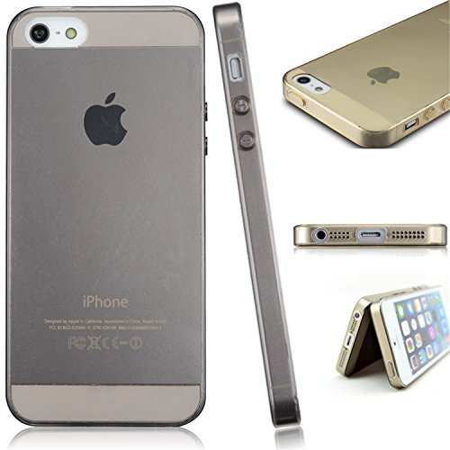 iphone 5s Case, JohncaseÂ® [Slim Light Series] Apple iphone 5 5s SE Case Covers Transparent-View Soft TPU-material for Scratch-resistant [Retail Packing / Lifetime Warranty] Ultra Slim Light Cover Cases for iphone 5/5S/SE (2015) - (Transparent Black)