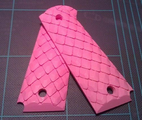 Custom "Dragon Scales" High-Impact Polymer 1911 Grips in Pink by Custom Killer Grips