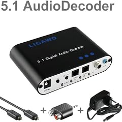 Ligawo Audio Wandler Decoder SPDIF/ Toslink/ Coax/ Klinke zu 5.1 Surround + Toslink Kabel + 3x Klinke Adapter + Netzteil