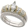 Two Tone Elegant Ladies Diamond Wedding Ring Set (Center stone is not included)