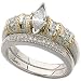 0.47 Ct.T.W. Round Brilliant Cut Diamonds, 14Kt. Two Tone Gold. Diamond Wedding Ring Set, Semi-Mount Setting (without Center Stone)