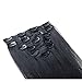 Emosa Silky soft 7Pcs 100% Remy Human Hair Clips In Extensions Full Head #1 Jet Black (15'')