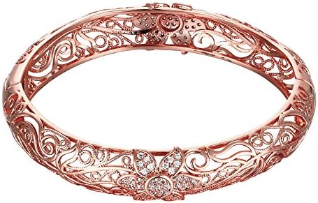 BaoyuXuan Women Noble Fashion K Gold Zircon Carving Pattern Rose Gold Bracelet Z025-B