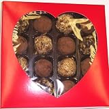 Scott's Cakes Cocoa Covered Dark and Pecan Dark Chocolate Truffles 1 Pound Heart Box