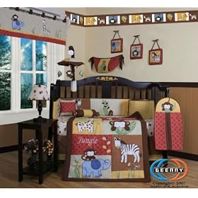 Boutique Beautiful Amazon Jungle Animals 13PCS CRIB BEDDING SET
