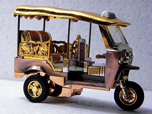 3 Wheels Tuk Tuk Taxi Car Toy Souvenir Collectible Golden Roof