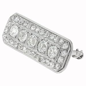 3.60 carat diamond unique Art-Deco platinum brooch