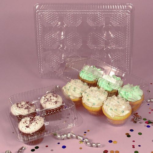 GreenBoxes 4 Large Clear Plastic Cupcake Clamshells - Pack of 12