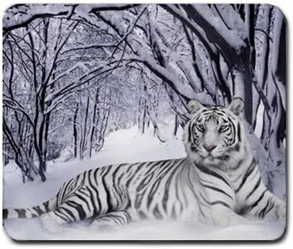 1 X White Striped Tiger Panthera Mouse Pad