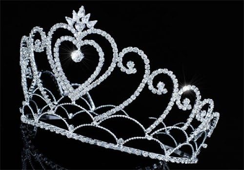 Heart Pageant Tall 4.75 " / 12 cm Tiara Full Circel Round Crystal Crown