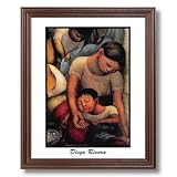 Diego Rivera Mother And Child Tuscan Home Decor Wall Picture Cherry Framed Art Print