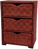 Discount Priced Best Value Quality Design - 25 3 Drawer Woven Fiber Rattan Style End Table Nightstand Cabinet Chest - Honey