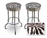 2 24" Zebra Faux Fur Animal Print Specialty / Custom Barstools Set
