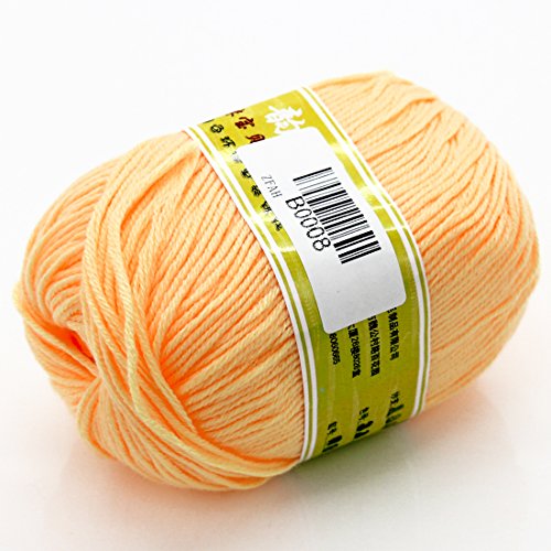 joylve Knitting Yarn Skein Baby Super Smooth Worsted Soft Natural Silk Wool Fiber Apricot Cream