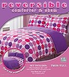 2 Pieces Reversible Purple, Pink, and Burgundy Pokka Dots Comforter and Sha ....