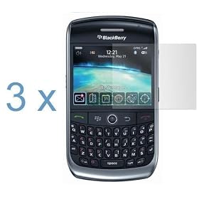 Durable Clear Reusable LCD Screen Protector - 3 Pack for T-Mobile Blackberry Curve 8900 Javelin Smartphone