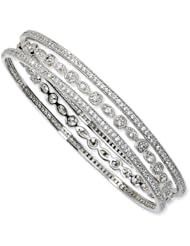 Sterling Silver CZ Three Bangle Set