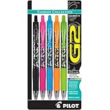 Pilot G2 Fashion Collection Colors Gel Roller Pens, Fine Point, Assorted Color Inks/Grips, 5-Pack (31382)
