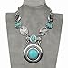Vintage Tibet Silver Plated Natural Turquoise Circle Long Bib Chain Pendant Necklace