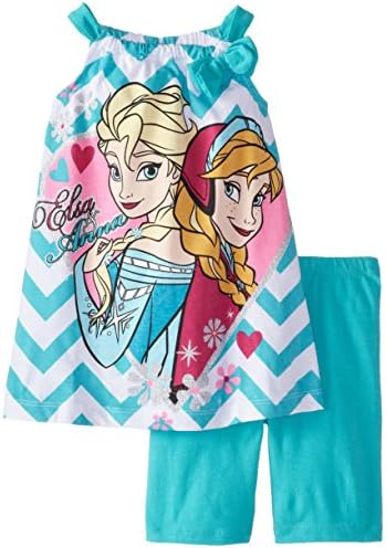 Disney Little Girls' Frozen Bike Short Set, Turquoise, 4