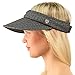 UPF UV Sun Protection Wide Brim 100% Cotton Beach Pool Visor Golf Cap Hat, Black, One Size