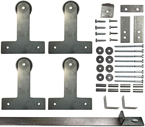 Double Sliding Barn Door Hardware Kit T-Strap Design with 5 Ft. Track Included - Made in USA