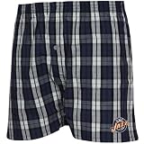 NCAA Utah Jazz Navy Blue-White Plaid Historic Embroidered Boxer Shorts (Medium)