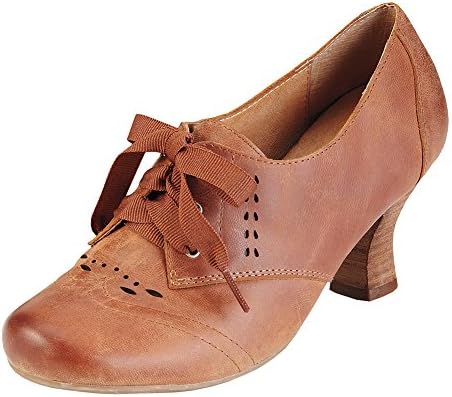 Women's Liberty Lace-Up 2" Heel Oxford Style Leather Shoes - Tan - 9