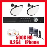 Professional 4 Channel DVR with 2 x 1/3" SONY Super HAD Color CCD Hidden Camera, 540TV Line. iPhone, Android, and VGA support, Real Time Video/Audio Recording