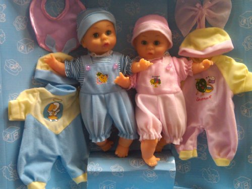 Mommy & me 10'' Twin dolls, girl & boy with extra outfit for each doll with sleeping eyes