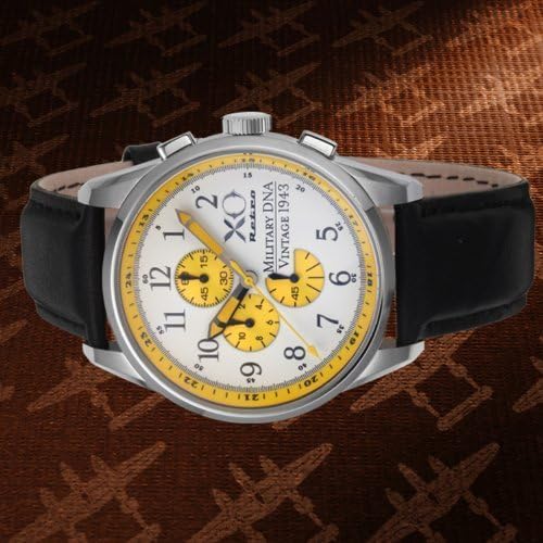 Mens P-38 Lightning WWII Air Fighter Military DNA Chronograph Collection White Dial Black Strap 07A