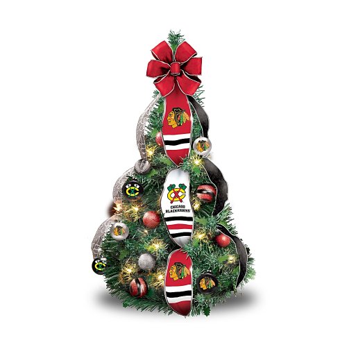 Chicago Blackhawks® 2-Ft Pre-Lit Pull-Up Tree by The Bradford Exchange