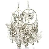 Large Dangle Circle Butterfly Earrings
