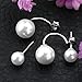 Hotshopping Fashion Jewelry 925 Sterling Silver Double Pearls Hoop Stud Earrings for Women Girls (6mm+10mm)