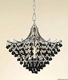 AF Lighting 7492-3H Chrome with Clear & Black Glass Beads, Swag Kit (included) or Hard Wire Chrome/Polished Nickel