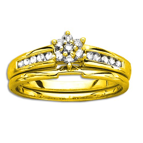 10K Yellow Gold 1 4 ct. Diamond Bridal Engagement Set