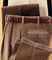 Colorfast Casual Corduroy Pleated Front Pants