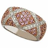 0.37 Ct.T.W. Round Brilliant Cut Diamonds Pink Sapphire, 14Kt. White Rose Gold Ring