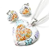 Murano Glass Millefiori Multi Color Heart Pendant