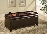 Bench Style Storage Ottoman with 3 Trays in Dark Brown Finish!