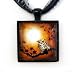 Owl in Maple Leaves Handmade Fine Art Pendant