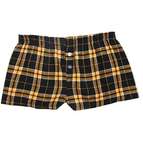 Buy Black Gold Plaid Check Flannel Cotton Girl Boxers Mini Itty Bitty Shorts 1 Inseam, Covered... by Touch of Europe Boxers