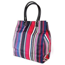 Large Striped Shopper Bag Handbag Purse
