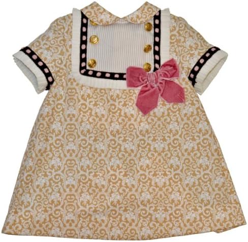 Kerubins Baby Girl Dress with Bow -18 Months-Camel, White