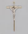 Fine All Metal Gold Tone Crucifix with Silver Tone Corpus - Wall Mount - 6'' in Height - IMPORTED FROM ITALY